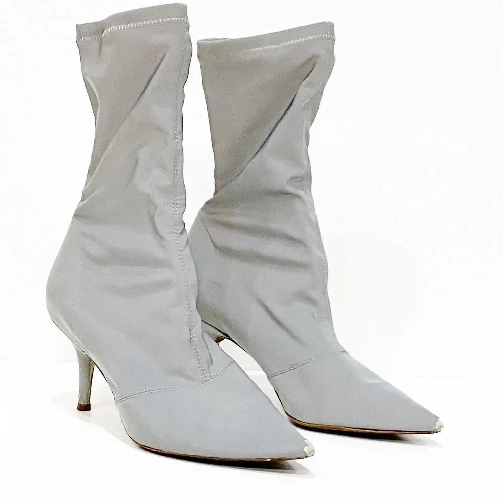 YEEZY SEASON 7 Reflective Ankle Boots Gray Booties Damaged AUTHENTICATED